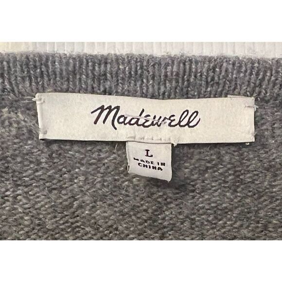 Madewell Merino Wool Cozy Walker Gray 2 Pocket Cardigan Women’s Size Large - Picture 3 of 15